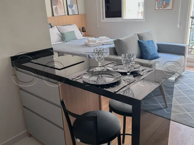 Studio Jardins Metropolis mobiliado disponível para locação próximo da Avenida Paulista.