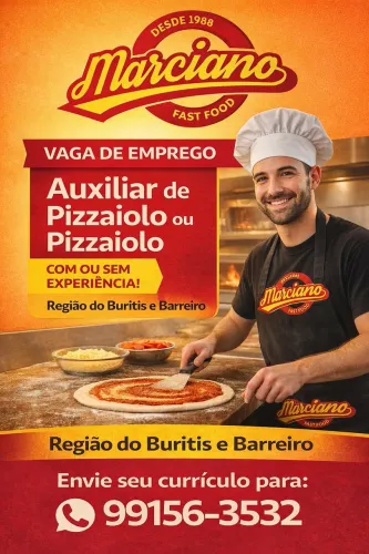 Temos Vagas (Auxiliar de Pizzaiolo ou Pizzaiolo) com ou sem experiência 