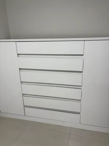 Cômoda Buffet Branco Moderno Com Gavetas