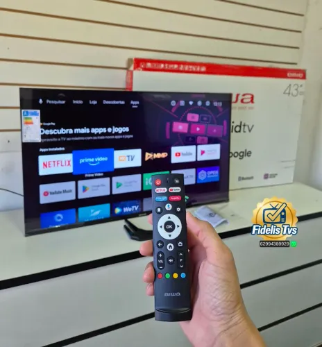SMART TV AIWA 43 COMPLETA 2 MESES DE USO , COM CAIXA , CONTROLE ORIGINAL COMANDO DE VOZ