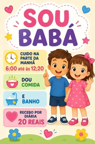 Se procura Por uma babá Aqui estou! 