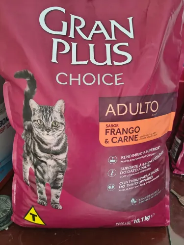 Ração 10,1kg GranPlus Choice para Gatos Adultos Sabor Frango e Carne 