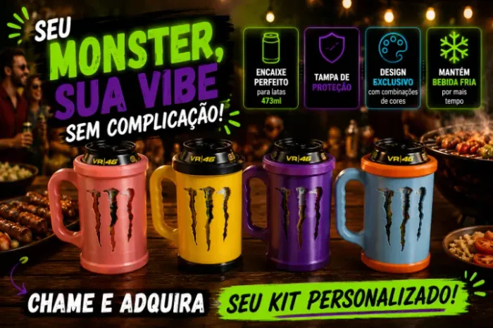 Porta Lata Energético Monster