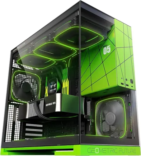 Gabinete Geometric com 5 fans inclusas, novo e lacrado na caixa.