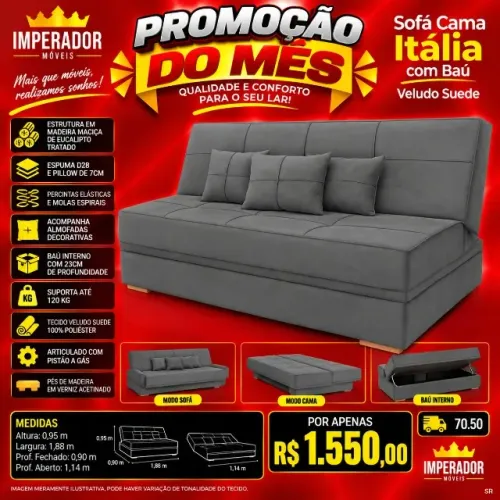 Sofá cama com baú (Pague na entrega)