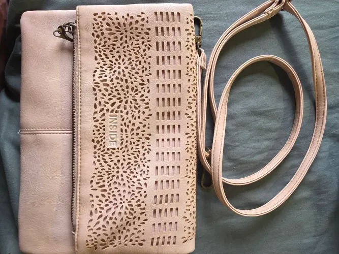 Bolsa Inside em couro legítimo nude rosé - clutch e transversal