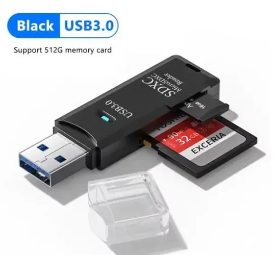 Leitor de cartão de memoria até 512G<br>USB 3.0<br>Novo <br>R$ 30,00