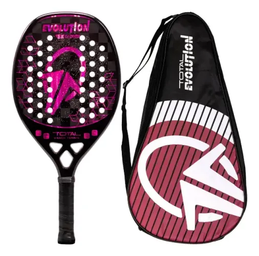 Raquete Beach Tennis Total Evolution 18k + Capa + Over Grip