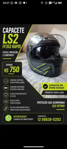 Capacete ls2 novo sem marca de uso 750  novo entrego zona sul *