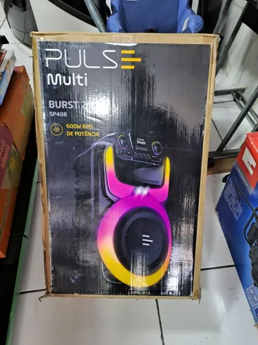 Caixa de som pulse modelo burst 2 SP 408 da multi 600 w rms Bluetooth 5.3 Usb rádio Tws.