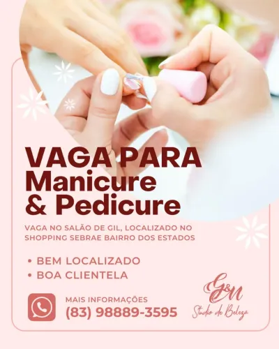 VAGA PARA MANICURE - SHOPPING SEBRAE
