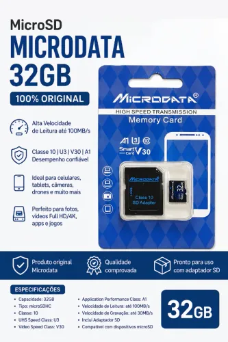 Micro SD Card 32gb Class 10 UHS U3 - Original - NOVO LACRADO