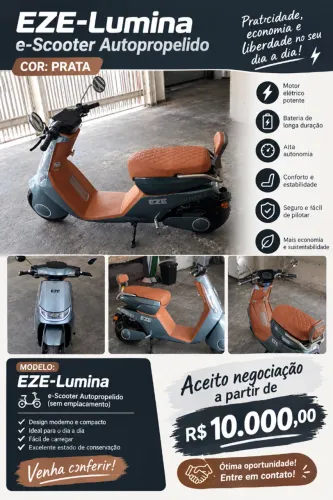 ? VENDE-SE E-SCOOTER ELÉTRICA EZE-LUMINA - PRATA