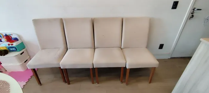 4 cadeiras jantar em Suede creme