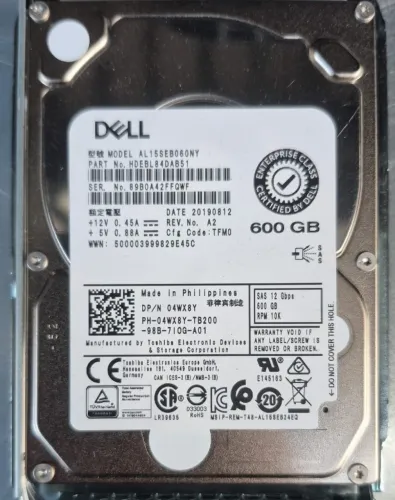 Servidor HD Dell 600Gb 10K 2,5" SAS 12Gbps 4Wx8Y 04Wx8Y