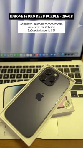 iPhone 14 Pro 256GB Deep Purple, Seminovo muito bem conservado 83%, Garantia