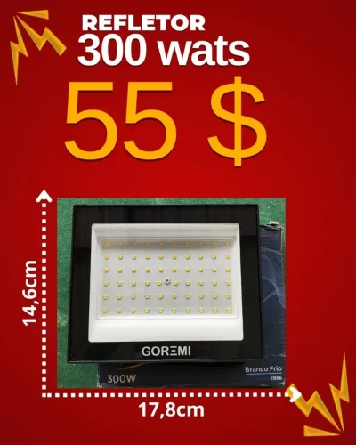 Refletor 300 wats bivolt luz branca 