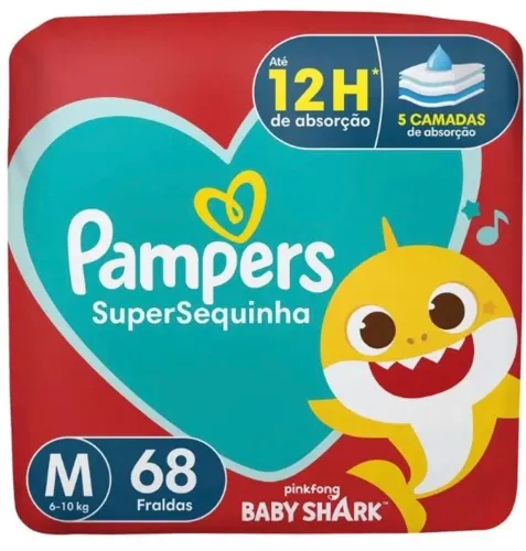 FRALDA PAMPERS SUPER SEQUINHA M
