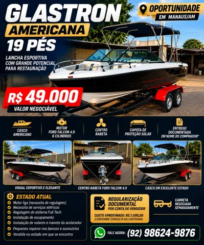 Lancha Glastron 19? - motor 4.9 6cc