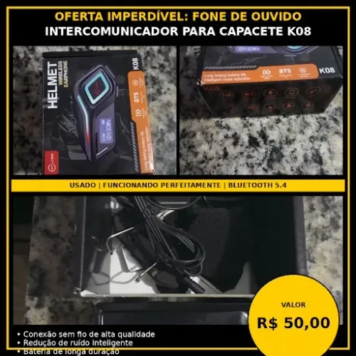 Intercomunicador / Fone de Ouvido para Capacete K08 - Apenas R$ 50,00! ?