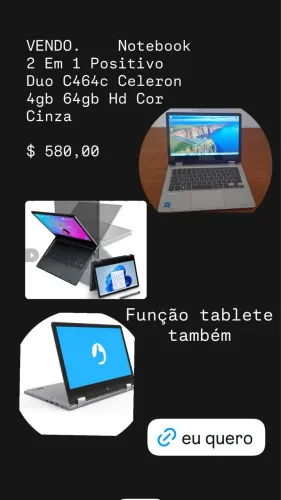 Vendo notebook 2 em 1 positivo DUO 
