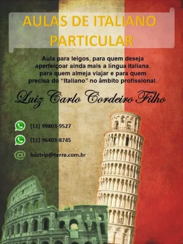Aulas de Italiano on Line ou Presenciais em Todo o Brasil para Todas as Finalidades