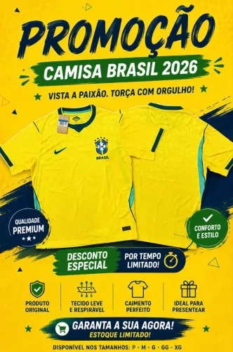Camisa de futebol estilo seleção brasileira - Primeira linha.