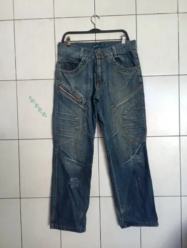 Calça jeans retrô masculina tamanho 42