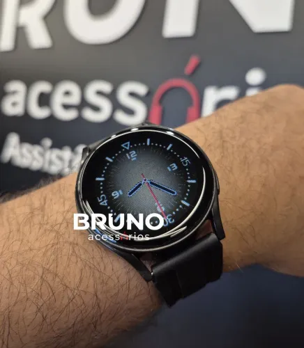Smartwatch circular esportivo Bluetooth monitoramento