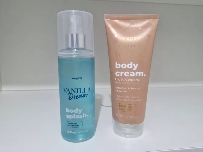 Combo body splash vanilla soft e body cream feive celestial wepink