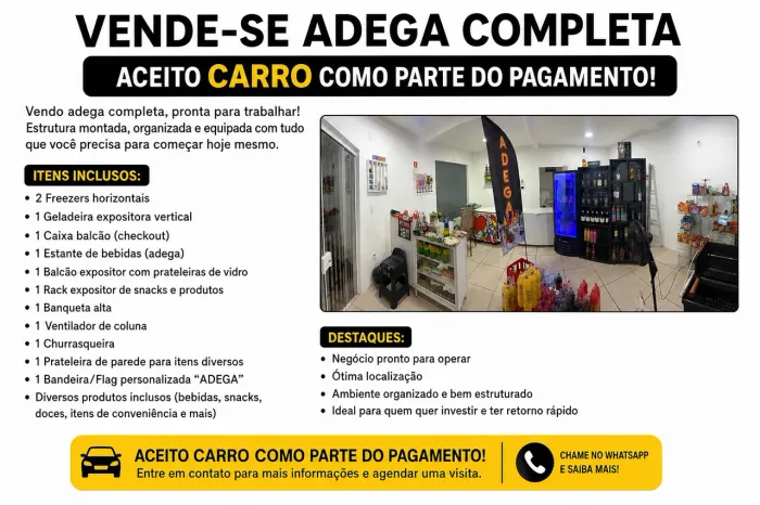 VENDE-SE ADEGA COMPLETA - ACEITO CARRO COMO PARTE DO PAGAMENTO! ?