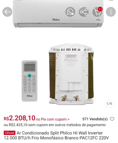 Ar condicionado philco 