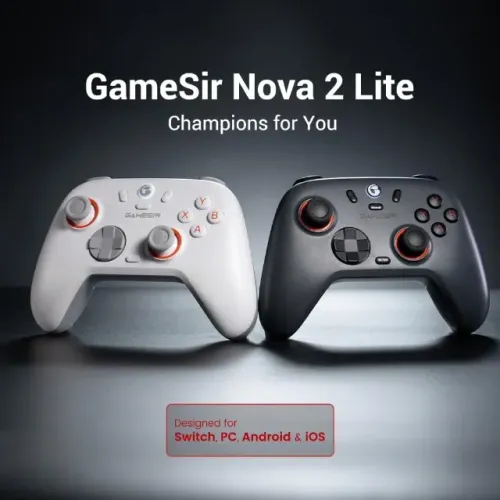 GameSir Nova 2 Lite Controle Sem Fio para PC 1000Hz 2.4G/Wired, Botões Programáveis Cinza