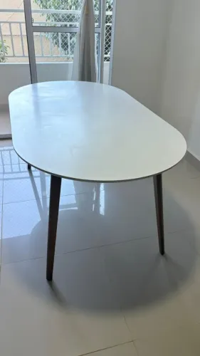 Mesa de Jantar Tampo MDF 1,65m MadeiraMadeira Amendoa/Bege claro