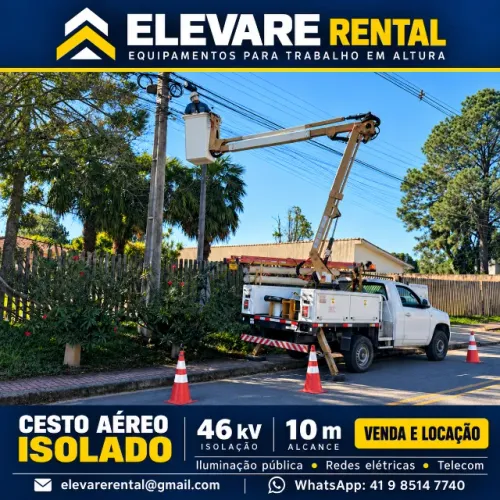 Cesto Aéreo Isolado 46kV - Alcance 10m - Venda e Locação