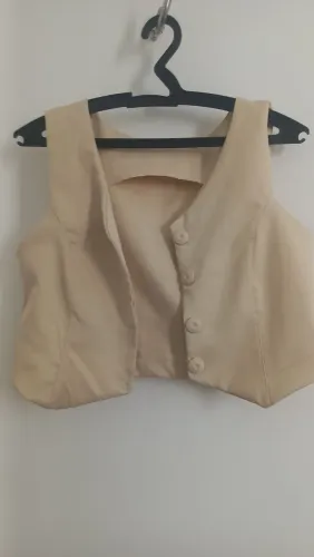 Colete Alfaiataria Bege Cropped Feminino (Usado apenas 3 vezes)