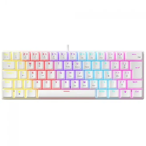 Teclado Mecânico Gamer Ninja Leap 60% Switch Blue Rainbow ABNT2 Branco