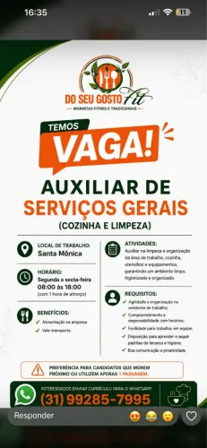 Auxiliar de serviços gerais