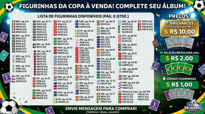 Figurinhas da copa 2026. Somente essa semana