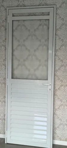 Porta De Alumínio Branco Com Vidro Fosco 77x219cm (Excelente Estado)