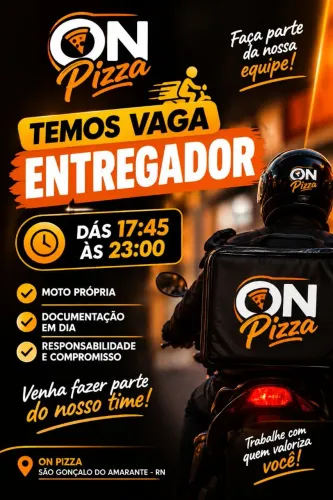 Vaga para entregador em delivery de pizzaria  