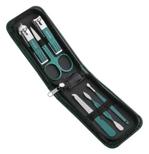 Kit Cortador De Unha Portátil Estojo Alicate Manicure 6 Peça