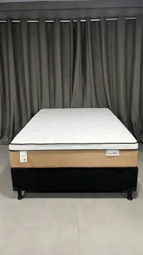 Cama Box Casal Base + Colchão Molas Ensacadas