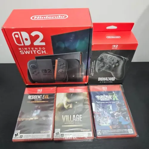 Nintendo Switch 2 Novo + Pro Controller + 3 Jogos (RE e Pokémon)