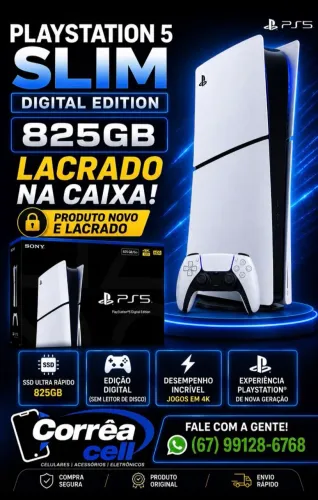 Playstation 5 slim digital 825gb lacrado na caixa com garantia
