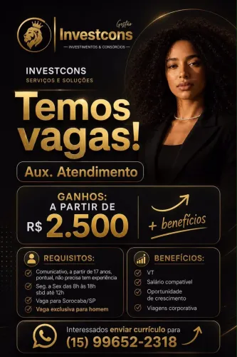 VAGA PARA AUXILIAR DE ATENDIMENTO