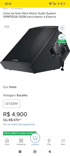 CAIXA RETORNO ATTACK 15 POLEGADAS ATIVA 500 RMS