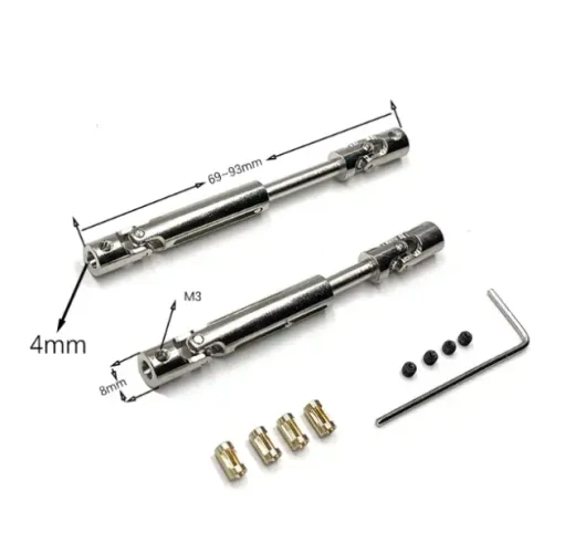 Par Junta Eixo Cardã de transmissão de metal com manga de eixo de 3mm a 4mm para mn78 MN-7