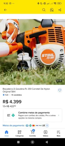 Roçadeira STIHL FS 351 gasolina (zero com nota)2.550,00
