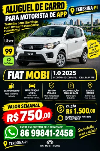 Alugo Fiat mobi para motorista de app